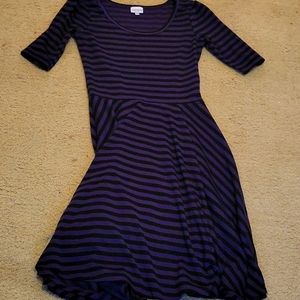 Womens LuLaRoe Size Small black and purple striped dress